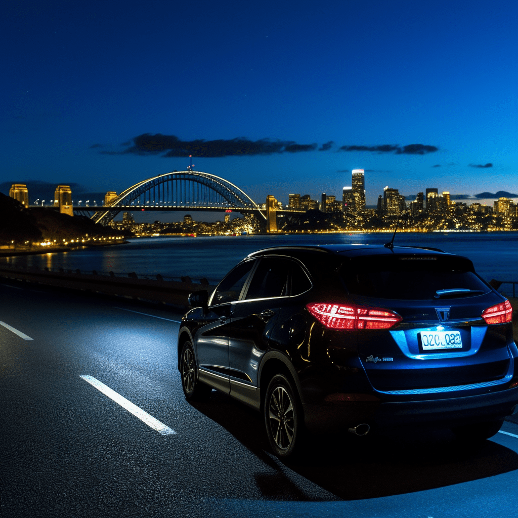 Small company car driving on the roads in North Sydney, looking at the Sydney Harbour bridge by Sydney Car Loans