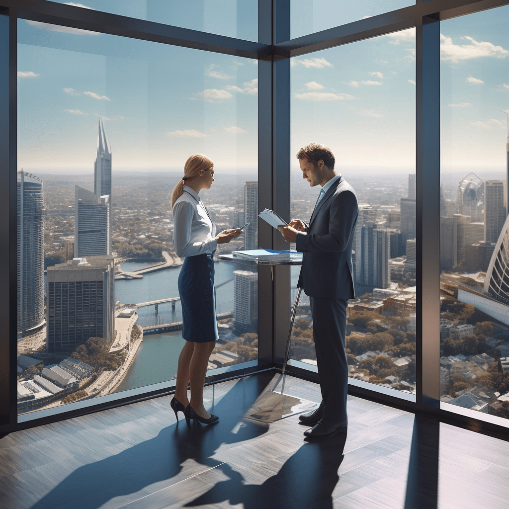 BUSINESS PEOPLE DISCUSSING A CAR LOAN IN SYDNEY