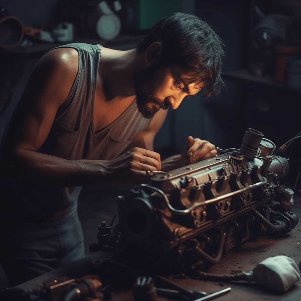 guy maintaining an engine for auto financing 