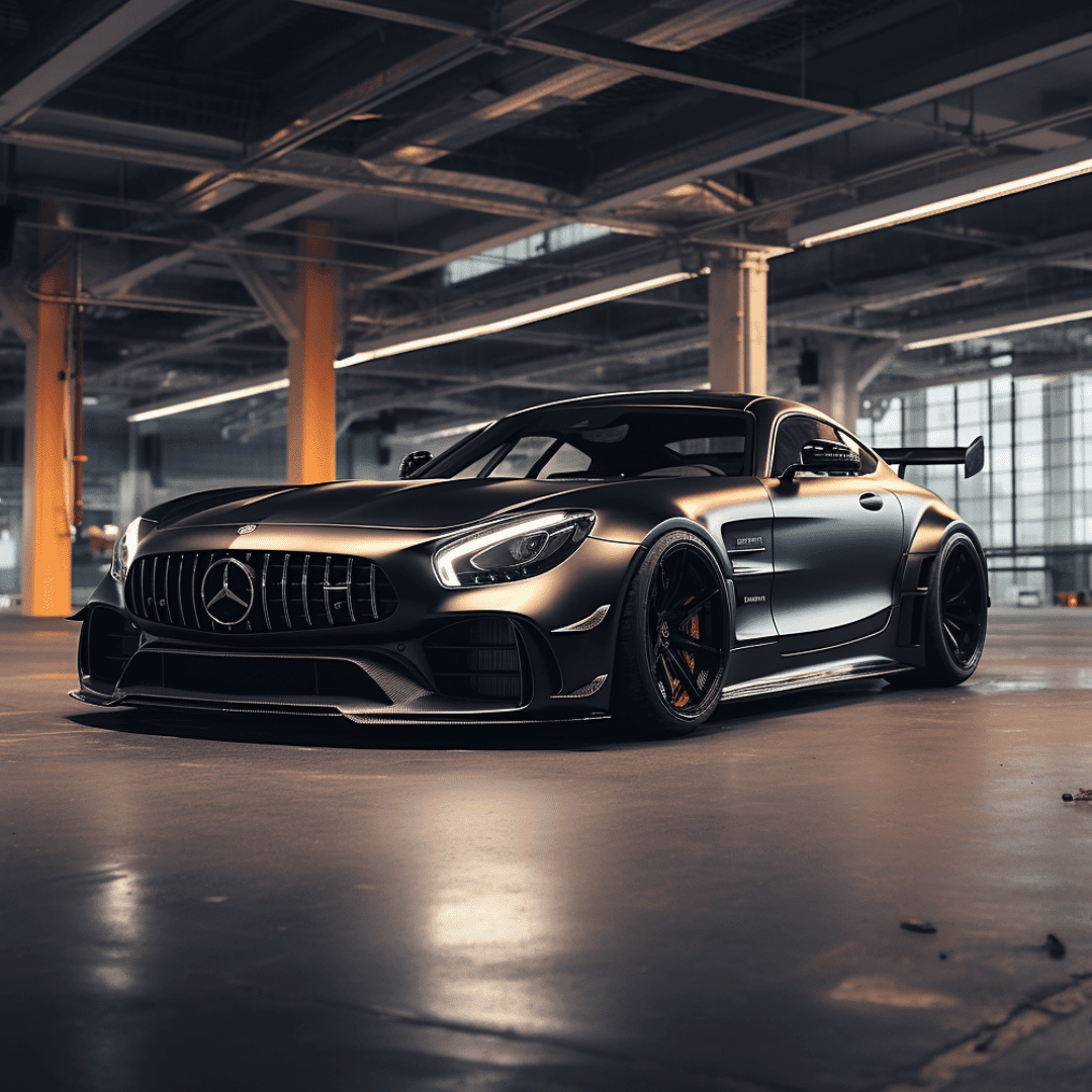 A high-performance Mercedes race car, sleek and polished, poised on the track, ready to demonstrate its speed and agility.