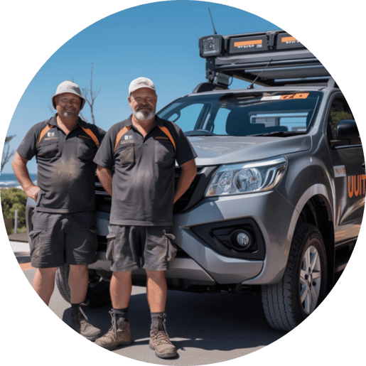 Image featuring confident tradespeople, a male and a female, standing proudly in front of their branded utility vehicle (ute) financed through Sydney Car Loans' Business Car Loans. Dressed in work attire and equipped with tool belts and tools, they represent the professionalism and reliability of tradespeople supported by our tailored car financing solutions. The well-maintained ute showcases the practicality and versatility of our services, while the background hints at a construction site, highlighting the tradespeople's work environment. Trust in Sydney Car Loans to empower your trade business with reliable and customized Business Car Loans designed specifically for tradespeople.