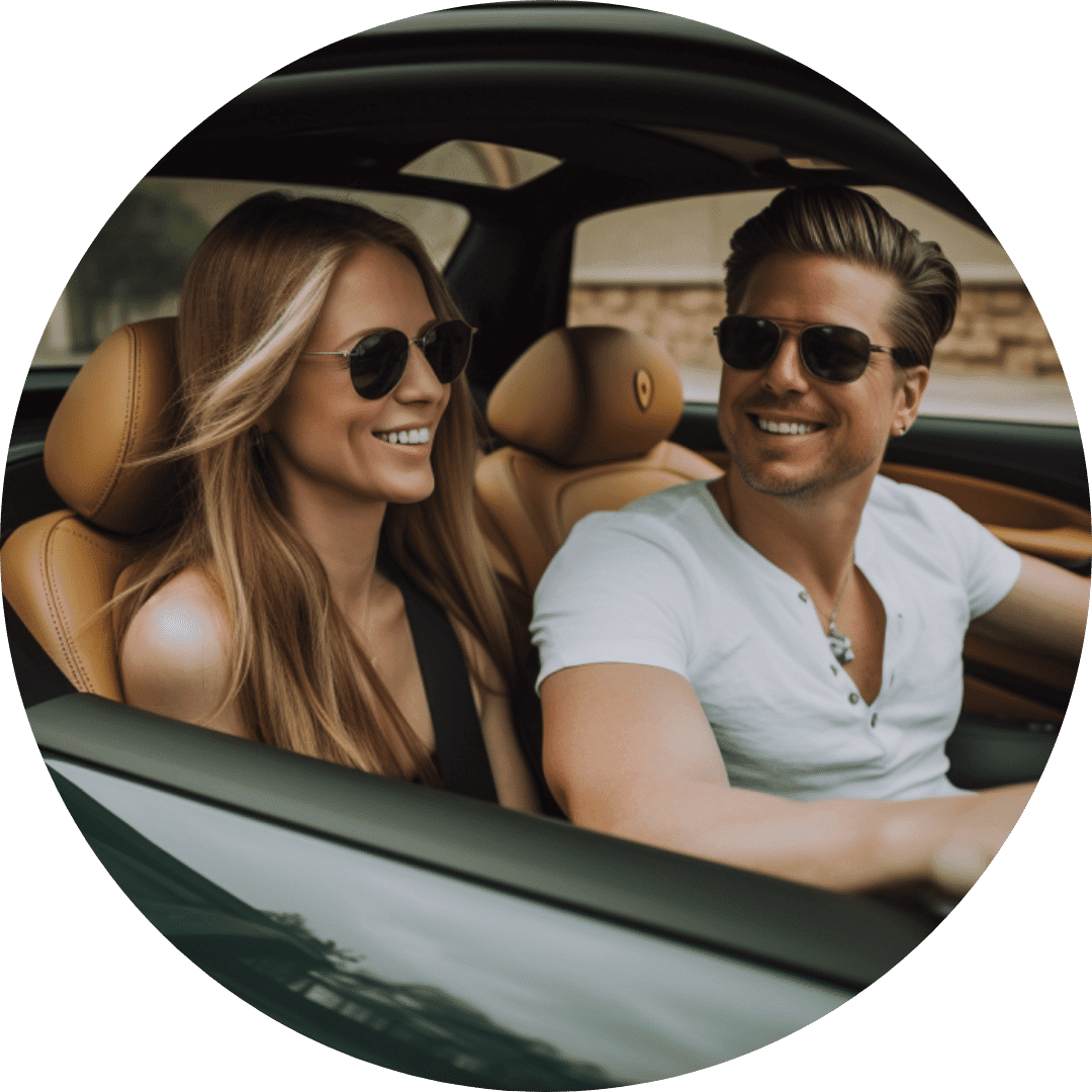 Attractive couple in their 40s cruising through the picturesque Eastern Suburbs of Sydney in their sleek Ferrari, epitomizing the thrill and luxury of our financing solutions for high-end vehicles. Experience the ultimate in elegance and performance with Sydney Car Loans' Luxury Car Loans.
