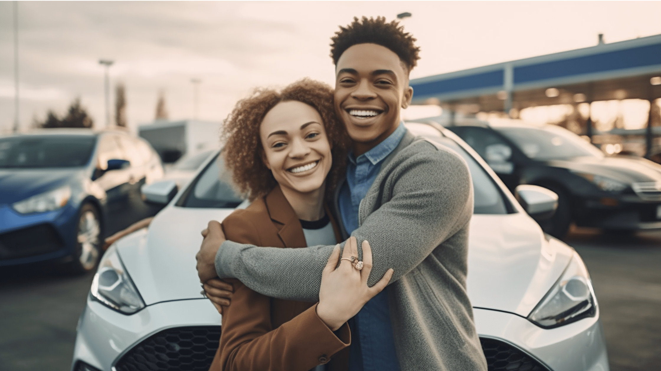 A happy couple standing in front of their new car financed through Sydney Car Loans, a top choice for car finance in Sydney.