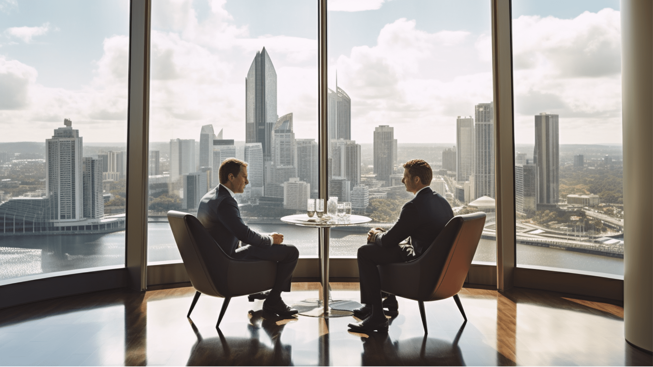 a serious financial discussion in a modern Australian bank. The banker, dressed in a professional suit, is pointing to a computer screen displaying credit score information, while the client, an attentive local, listens carefully. The warm Australian sunlight filters in through large windows, casting a soft glow on the scene. In the background, the bustling cityscape of Sydney adds a dynamic contrast to the focused conversation in the foreground.