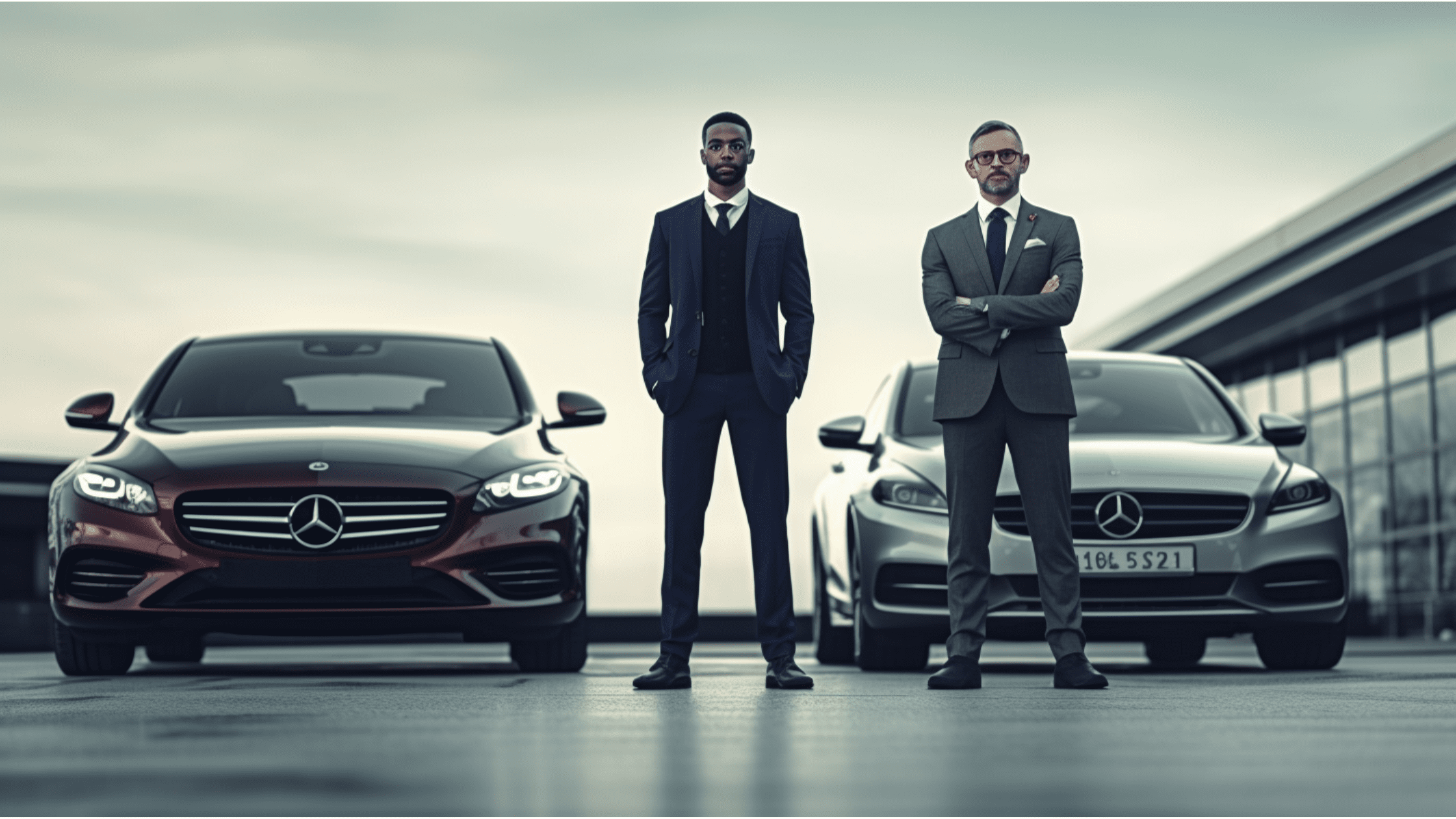 2 executives in front of their business car finance vehicles in Sydney