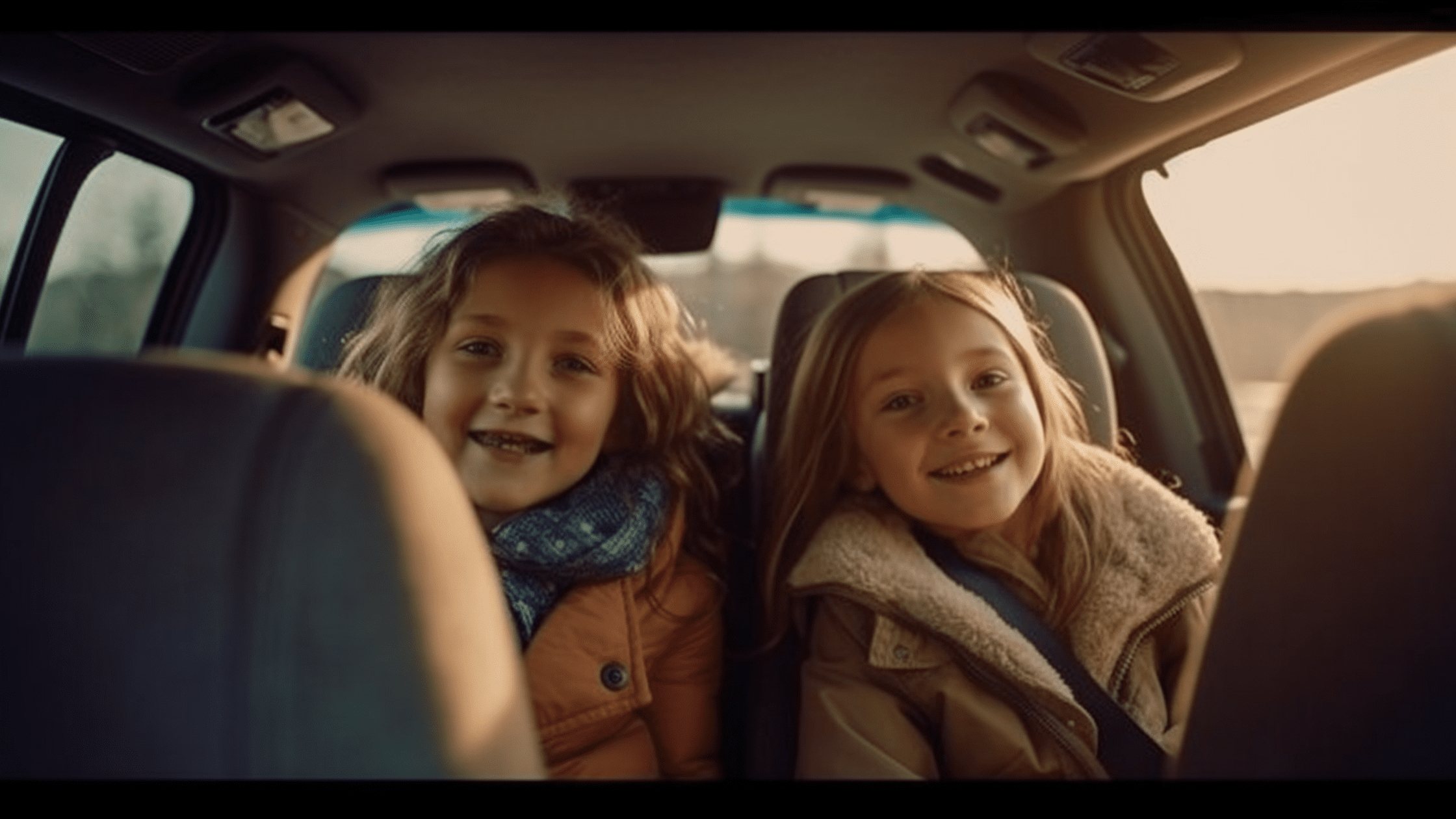 Kids on the backseat of a Car which is purchased via a personal loan for cars