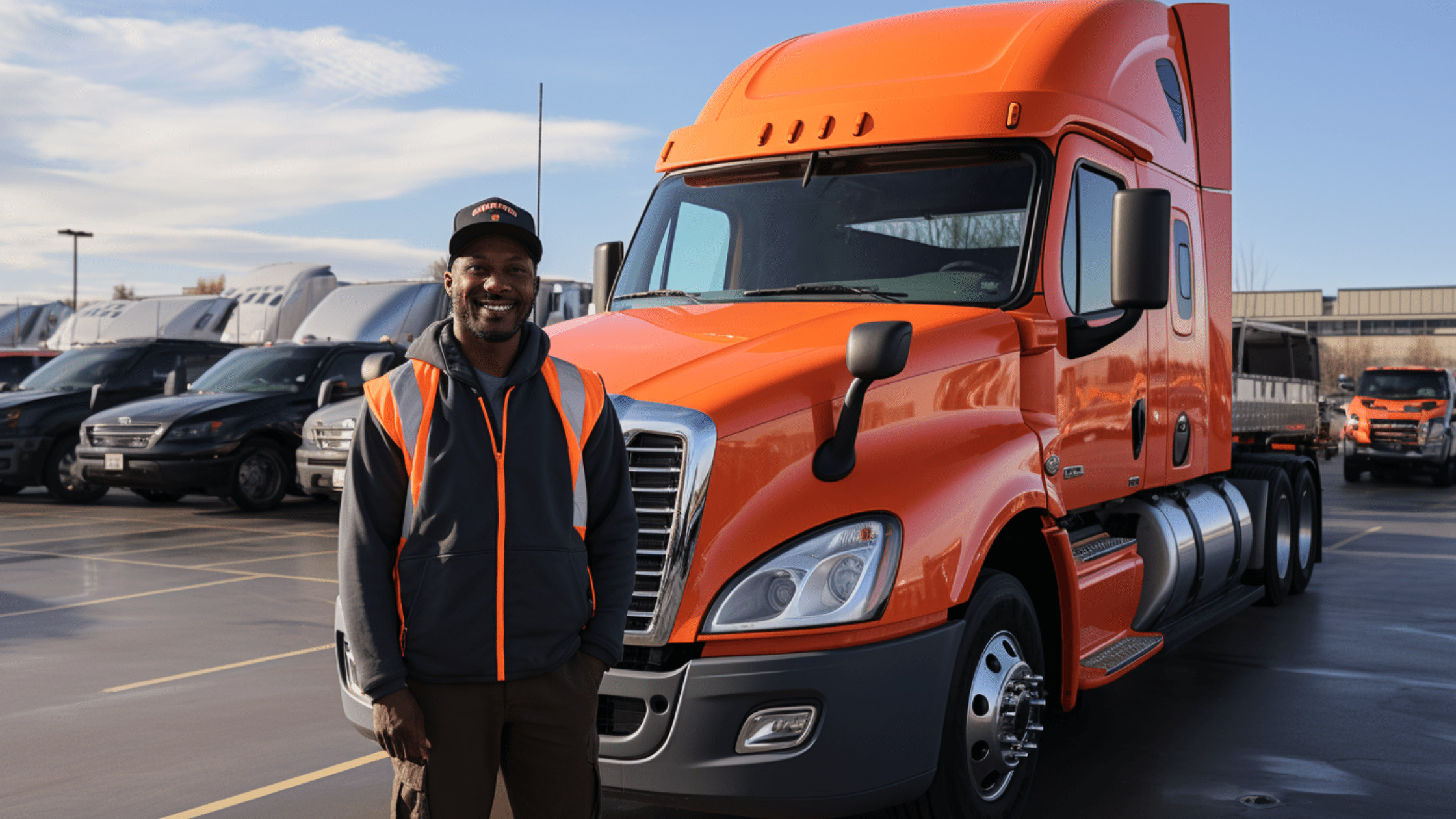 Guy standing in front of his truck, financed with a truck finance