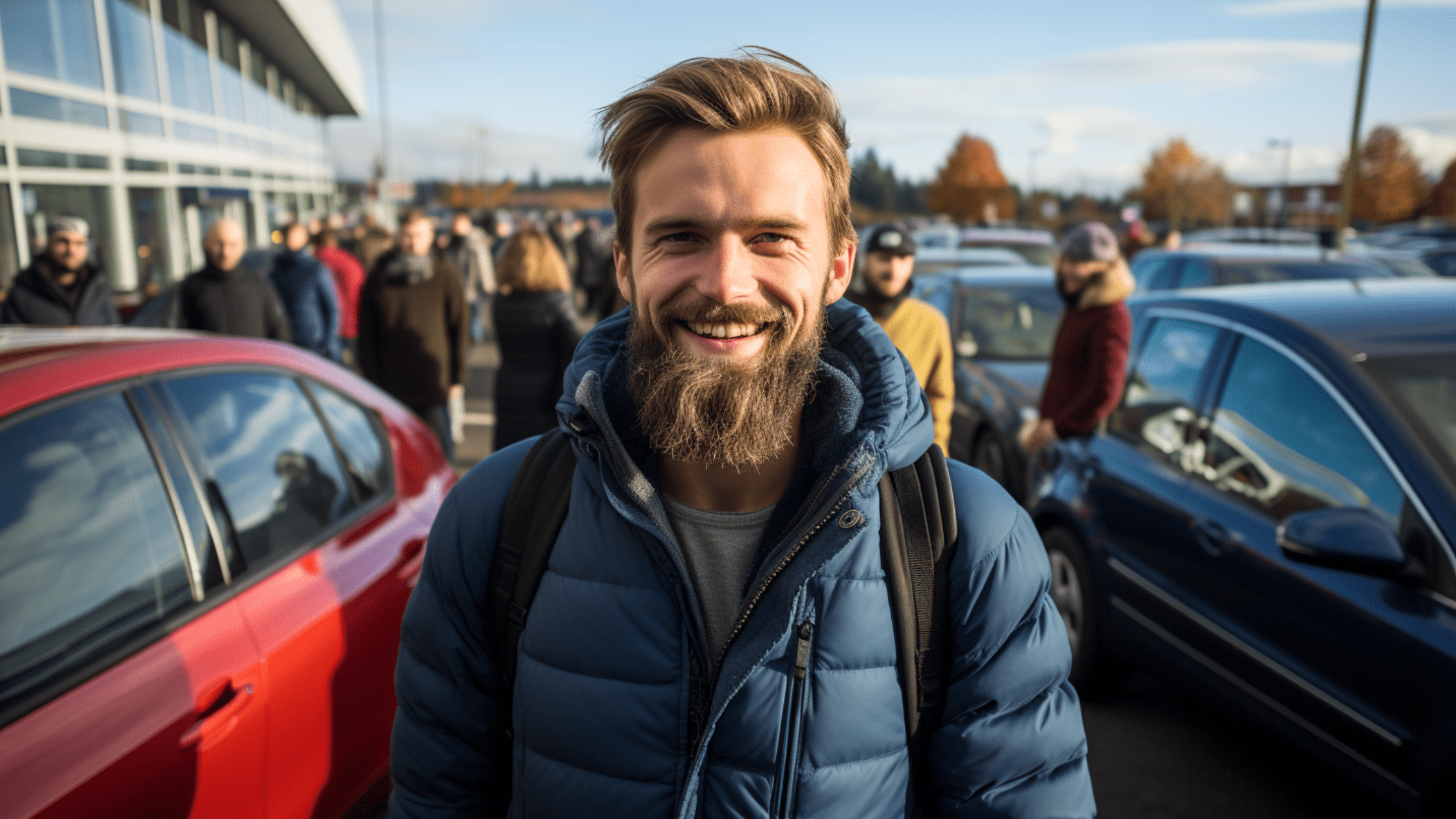 Australian Guy standing in front of his left drive car