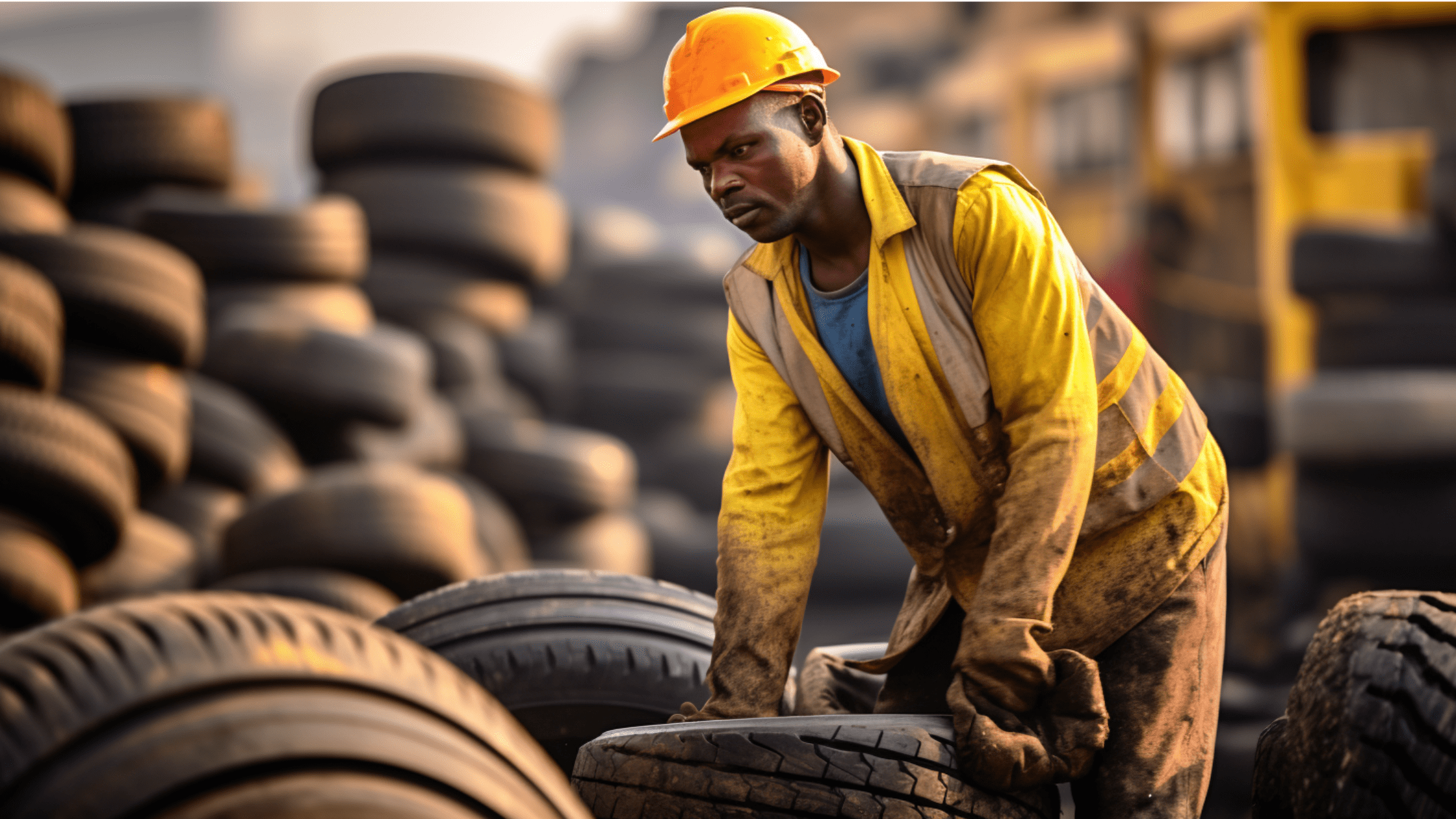 Worker on a Tire Field