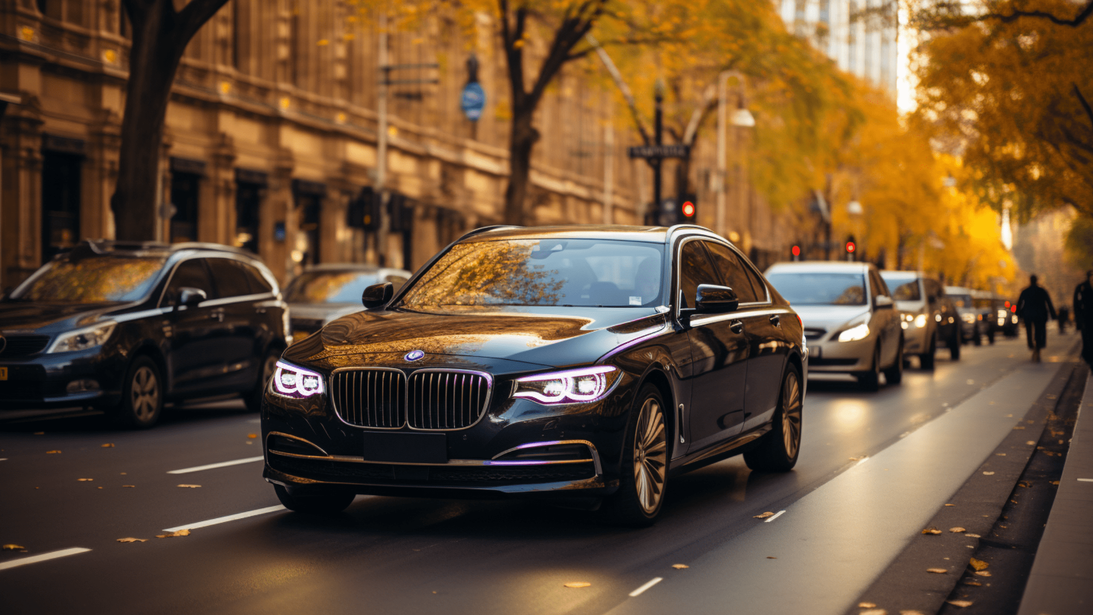 Uber Premier Driving in the City, the car itself is a BMW 7 series